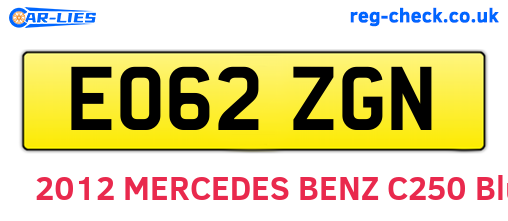 EO62ZGN are the vehicle registration plates.