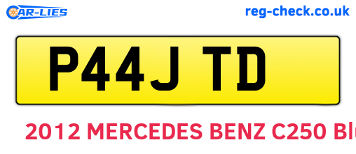 P44JTD are the vehicle registration plates.