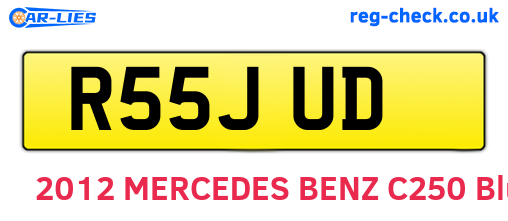 R55JUD are the vehicle registration plates.