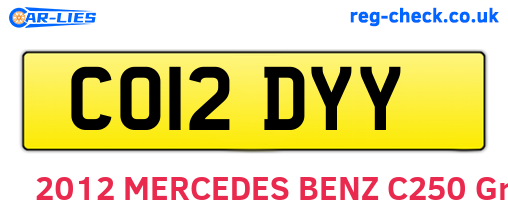 CO12DYY are the vehicle registration plates.