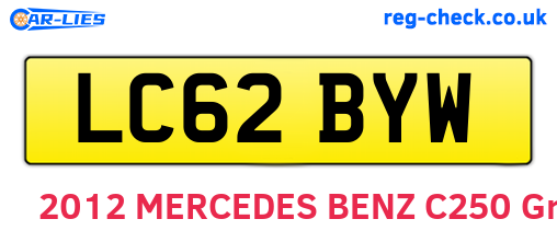LC62BYW are the vehicle registration plates.
