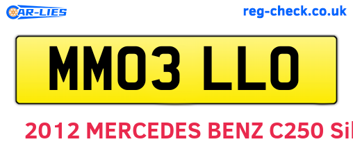 MM03LLO are the vehicle registration plates.