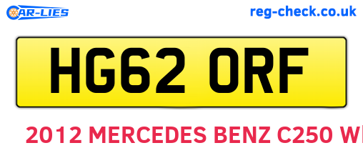 HG62ORF are the vehicle registration plates.