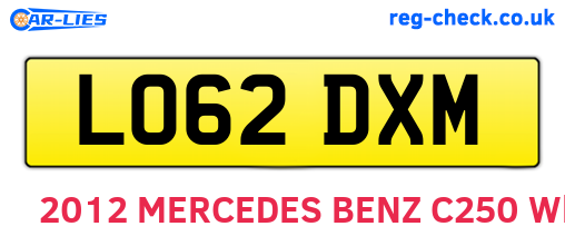 LO62DXM are the vehicle registration plates.