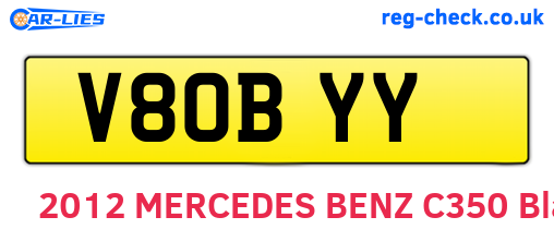 V80BYY are the vehicle registration plates.