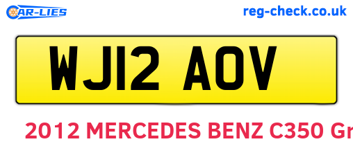 WJ12AOV are the vehicle registration plates.