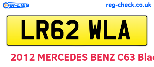LR62WLA are the vehicle registration plates.