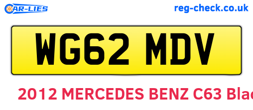 WG62MDV are the vehicle registration plates.