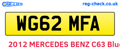 WG62MFA are the vehicle registration plates.