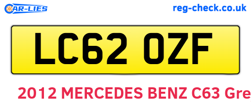 LC62OZF are the vehicle registration plates.
