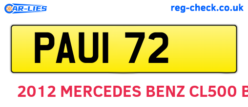 PAU172 are the vehicle registration plates.