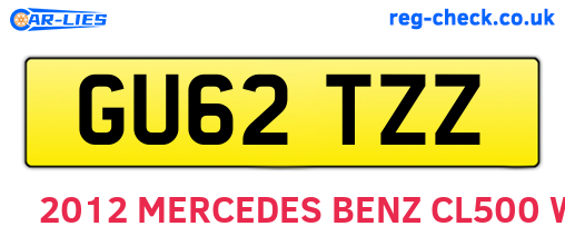 GU62TZZ are the vehicle registration plates.