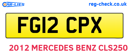 FG12CPX are the vehicle registration plates.
