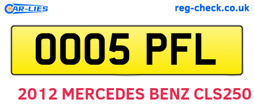OO05PFL are the vehicle registration plates.