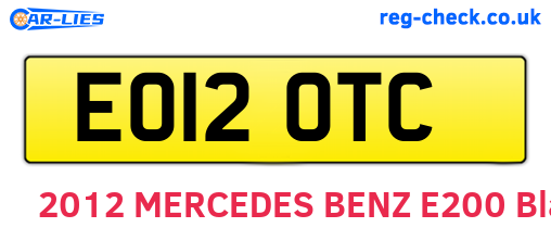 EO12OTC are the vehicle registration plates.