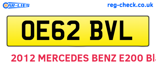 OE62BVL are the vehicle registration plates.