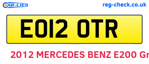 EO12OTR are the vehicle registration plates.