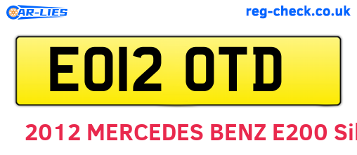 EO12OTD are the vehicle registration plates.