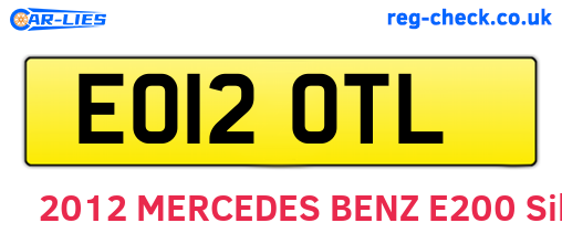 EO12OTL are the vehicle registration plates.