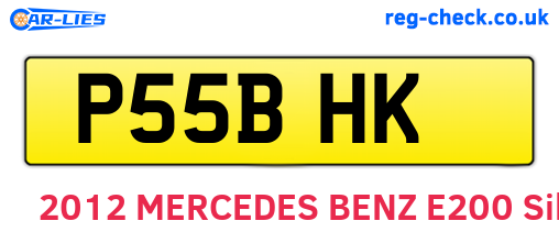 P55BHK are the vehicle registration plates.