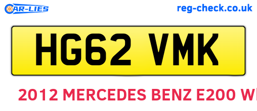 HG62VMK are the vehicle registration plates.