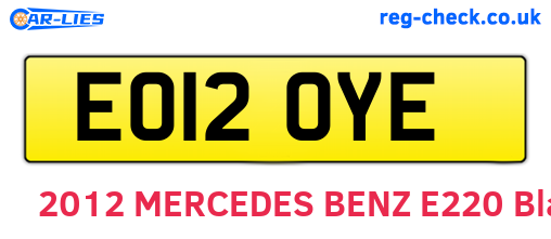 EO12OYE are the vehicle registration plates.