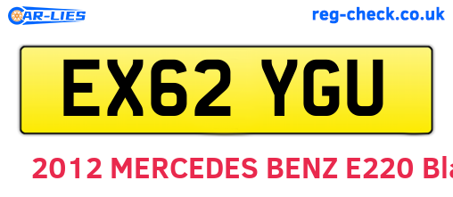 EX62YGU are the vehicle registration plates.