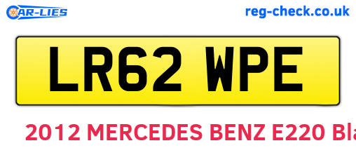 LR62WPE are the vehicle registration plates.