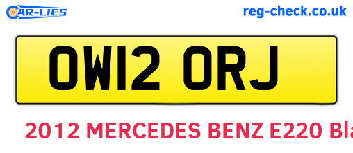 OW12ORJ are the vehicle registration plates.