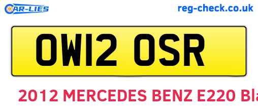 OW12OSR are the vehicle registration plates.