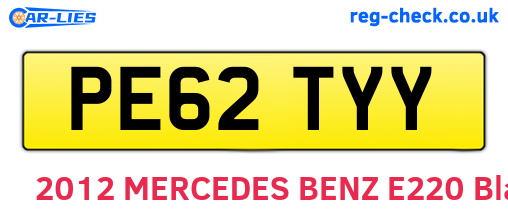 PE62TYY are the vehicle registration plates.