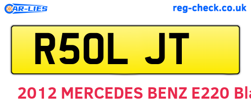 R50LJT are the vehicle registration plates.