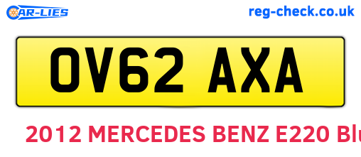 OV62AXA are the vehicle registration plates.