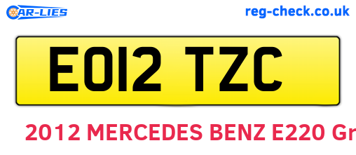 EO12TZC are the vehicle registration plates.