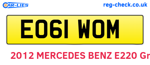 EO61WOM are the vehicle registration plates.