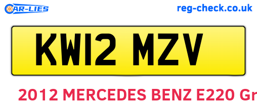 KW12MZV are the vehicle registration plates.