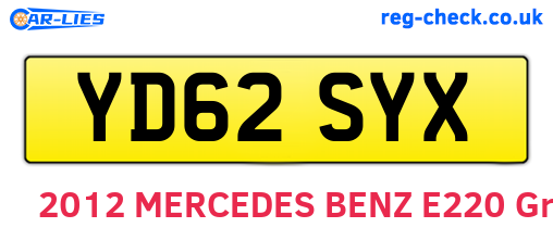 YD62SYX are the vehicle registration plates.