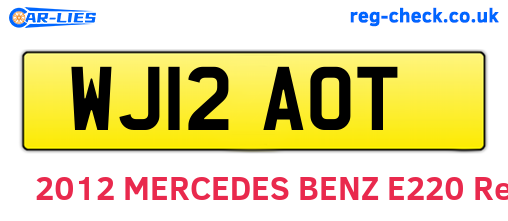 WJ12AOT are the vehicle registration plates.