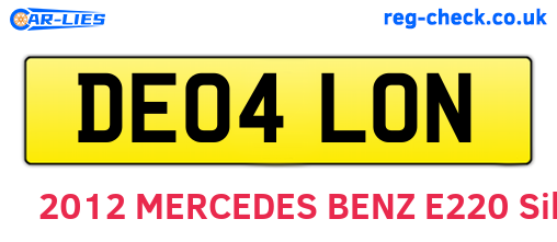 DE04LON are the vehicle registration plates.