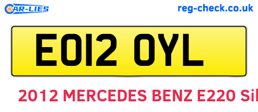 EO12OYL are the vehicle registration plates.
