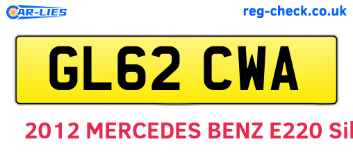 GL62CWA are the vehicle registration plates.