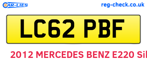 LC62PBF are the vehicle registration plates.