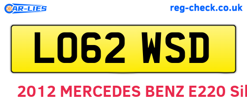 LO62WSD are the vehicle registration plates.