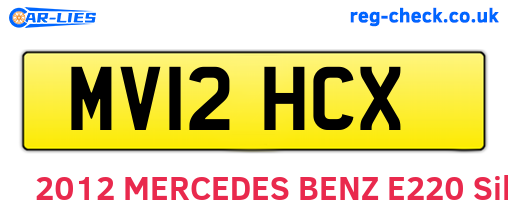 MV12HCX are the vehicle registration plates.