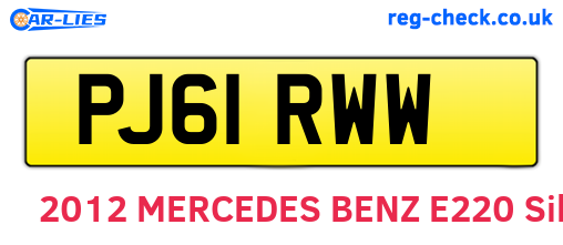 PJ61RWW are the vehicle registration plates.