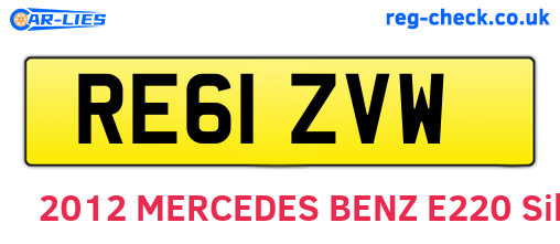 RE61ZVW are the vehicle registration plates.