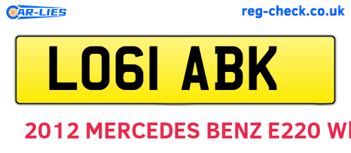 LO61ABK are the vehicle registration plates.