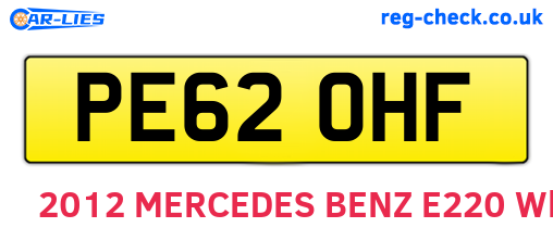 PE62OHF are the vehicle registration plates.