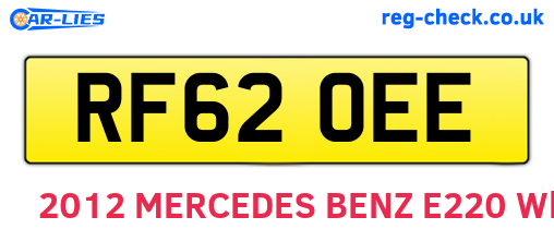 RF62OEE are the vehicle registration plates.