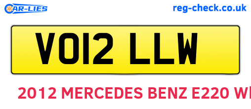 VO12LLW are the vehicle registration plates.